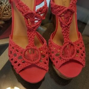 Pink wedge heels